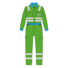 Designed long-sleeved reverse collar jumpsuit, custom-made blue collar, cuff one-piece engineering uniform, elastic design of left and right elastic bands around the waist, Engineering Uniform Center Canvest-Baohua Joint Venture D420 Designed long-sleeved reverse collar jumpsuit, custom-made blue collar, cuff one-piece engineering uniform, elastic design of left and right elastic bands around the waist, Engineering Uniform Center Canvest-Baohua Joint Venture D420